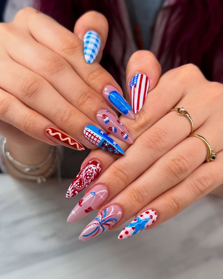 Patriotic nail designs Fort Worth TX